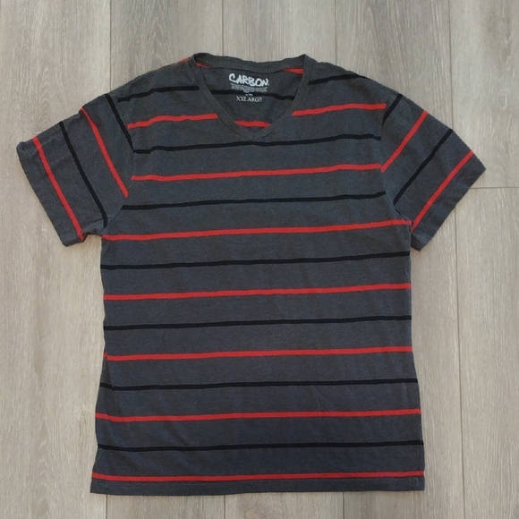 Carbon Black and Red Striped Tee - Picture 1 of 11